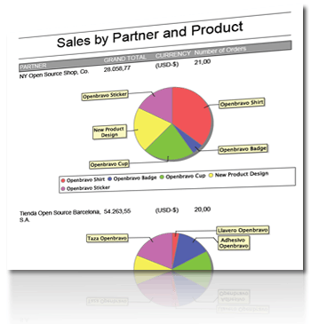 Sample business intelligence report: sales by partner and product